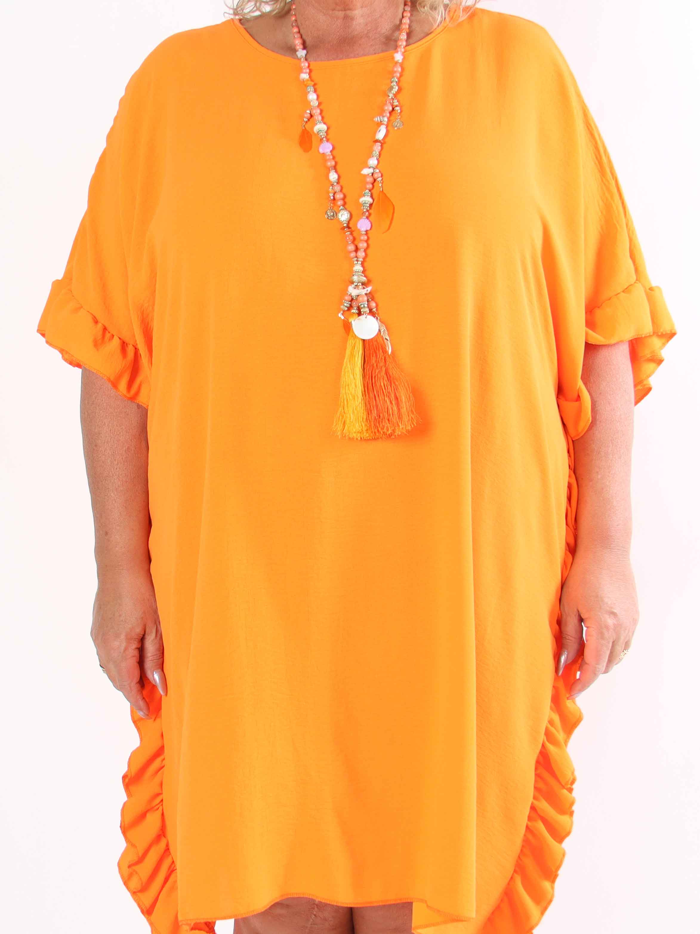 Cille - Plus size tunika med flæsekanter i siderne